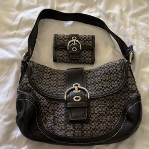 Coach Black and Gray Signature Shoulder Bag Set